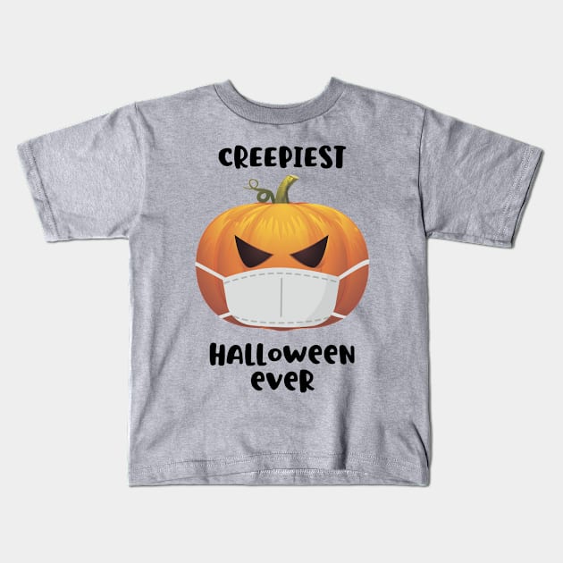 Creepiest halloween ever, pumpkin in a mask Kids T-Shirt by ArtfulTat